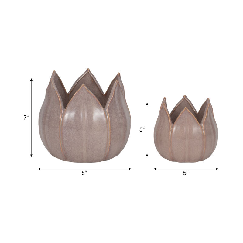 S/2 Purple Stone Petal Plntrs