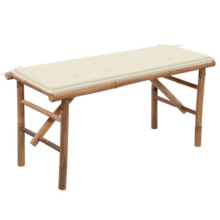 vidaXL Folding Patio Bench with Cushion 46.5" Bamboo