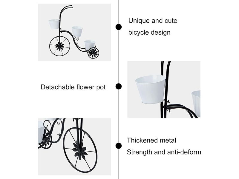 LEWIS&WAYNE Metal Tricycle Planter, 3 Tier Floral Flower Plant Stand