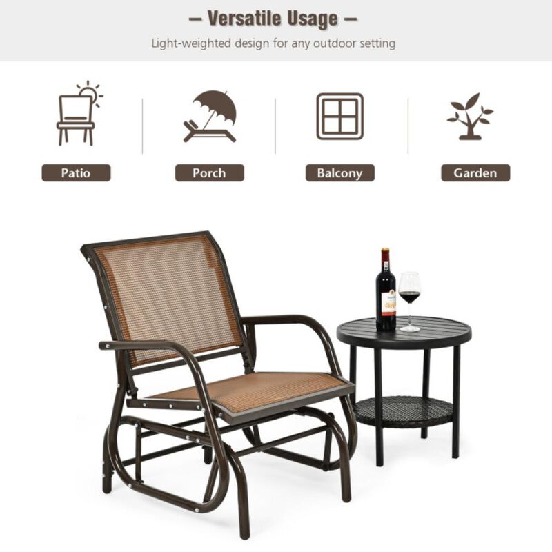 Hivvago Outdoor Single Swing Glider Rocking Chair with Armrest