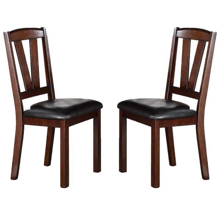 Dark Walnut Wood Framed Back Set Of 2 Dining Chairs Breakfast Kitchen Cushion Seats