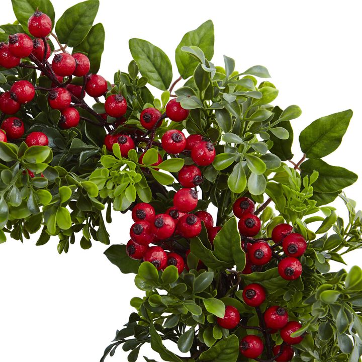 Hivvago 24" Berry Boxwood Wreath