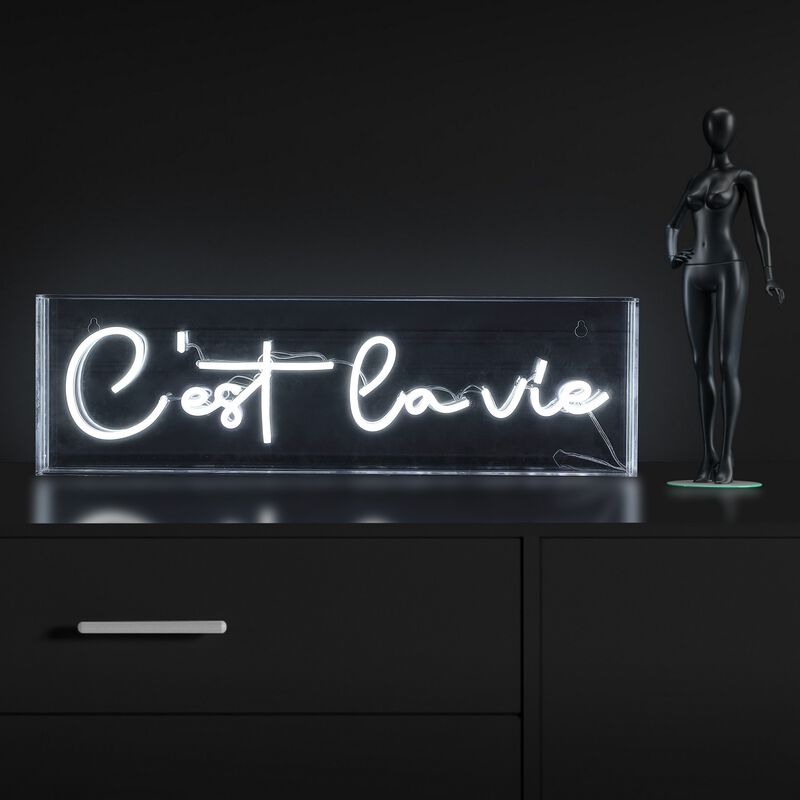 C'est La Vie 20" X 6" Contemporary Glam Acrylic Box USB Operated LED Neon Light