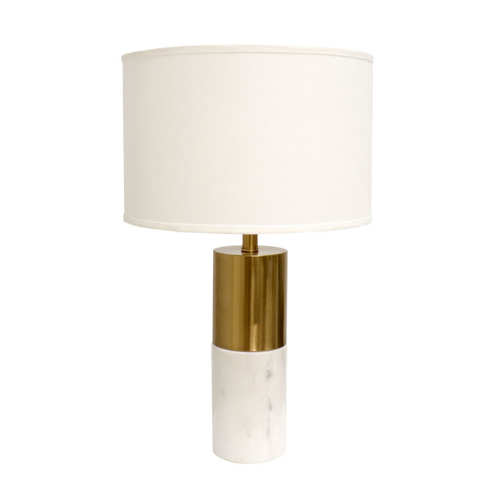 Pasargad Home Rhoda Marble White/Gold Table Lamp, H25"