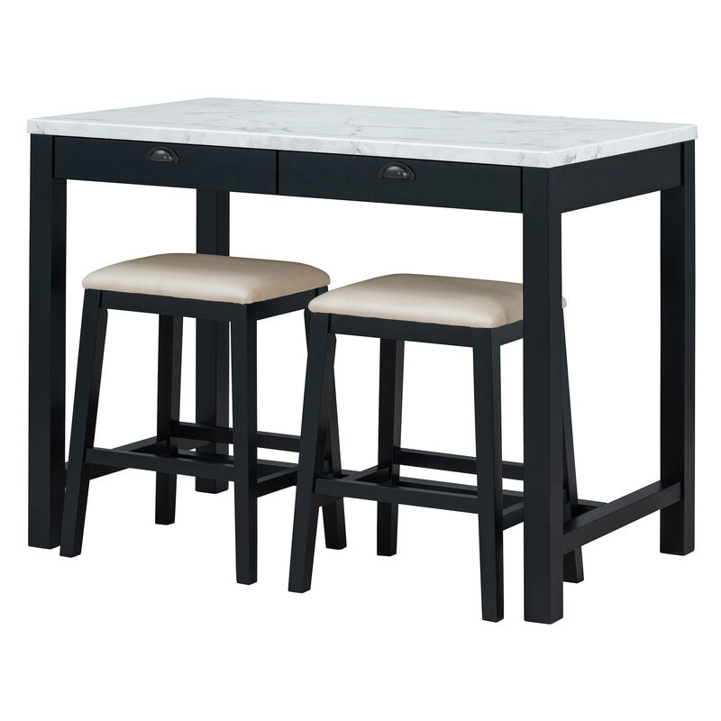 Merax 3-Piece Modern  Versatile Bar Table Stools Dining Set