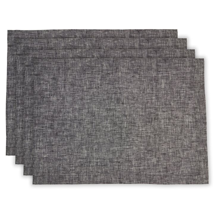Solino Home 100% Pure Linen 14 x 19 Inch Placemats Set of 4 | Athena