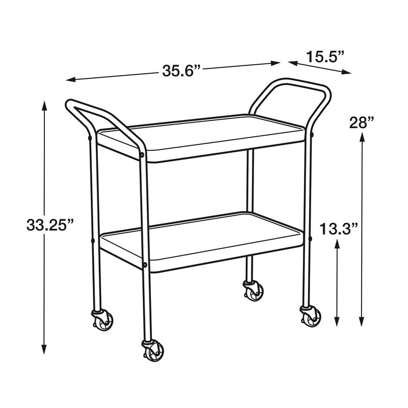 COSCO Stylaire Retro 2-Tier Serving Cart with Wheels