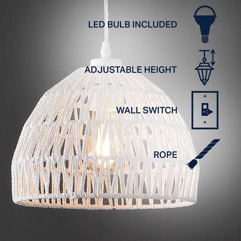 Campana 1-Light Bohemian Modern Woven Rope/Iron LED Pendant