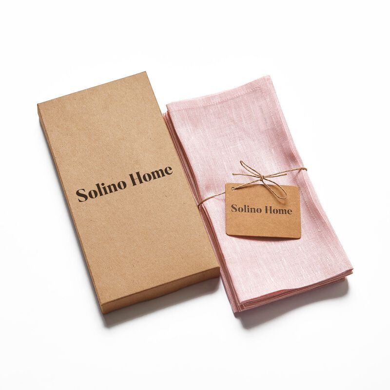 Solino Home 100% Pure Linen Athena Cocktail Napkins Set of 12 9 x 9 Inch for Spring & Easter