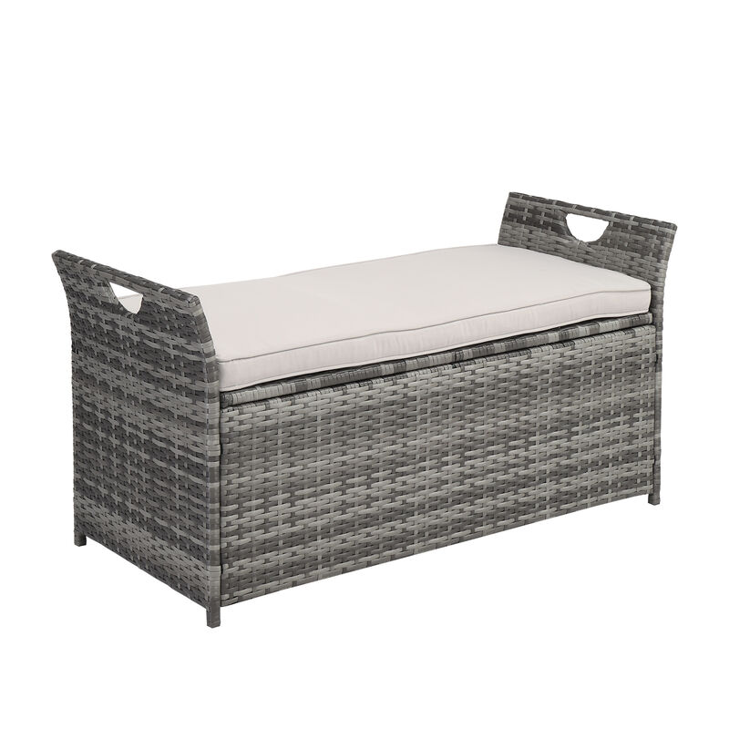 Rattan Locker with Iron Frame and Gradient Footstool Design