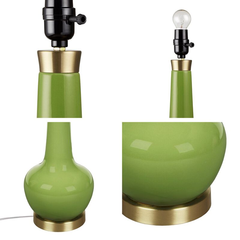 Gracie Mills Lopez Genie Glow Ceramic Gold Metal LED Table Lamp