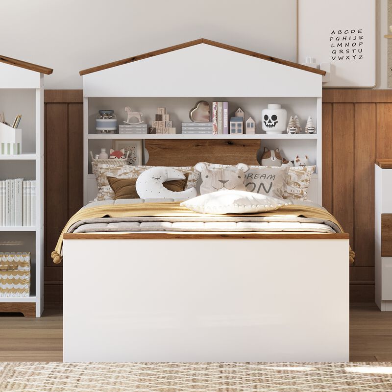 Merax House-Shaped Platform Bed with Storage Shelf