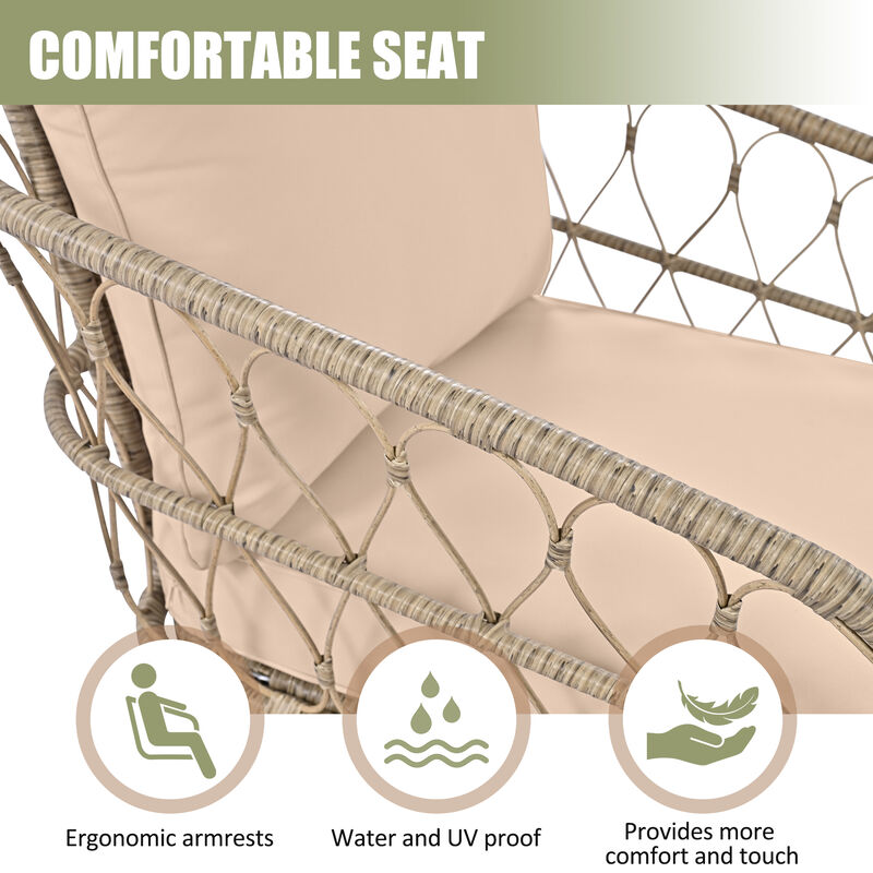 Whisen Bohemia-inspired Outdoor Seating Group With Removable Cushions, Conversation Patio Set With Wood Tabletop