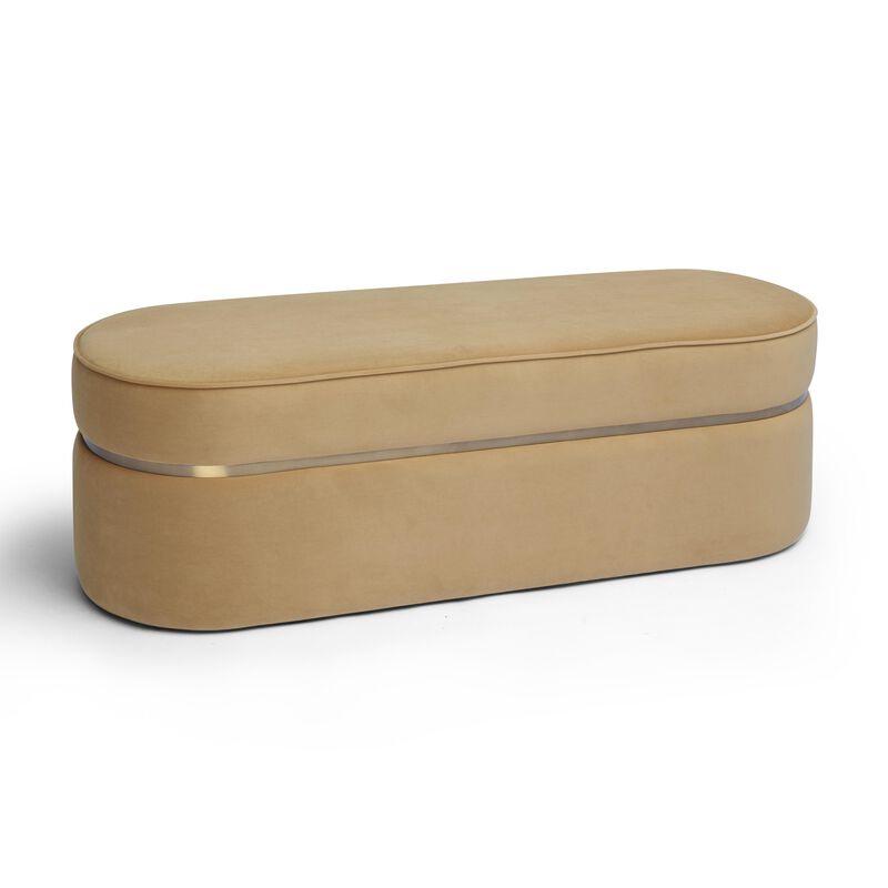 Pomp Cream Velvet Bench