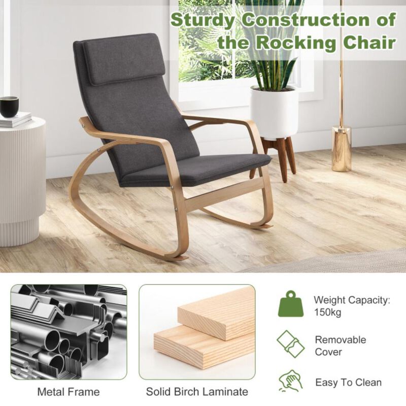 Hivvago Stable Wooden Frame Leisure Rocking Chair with Removable Upholstered Cushion