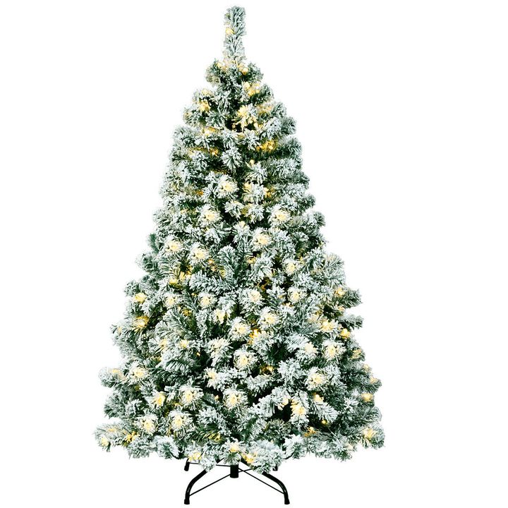 4.5 Feet Pre-Lit Premium Snow Flocked Hinged Artificial Christmas Tree 4.5 Feet Pre-Lit Premium Snow Flocked Hinged Artificial Christmas Tree
