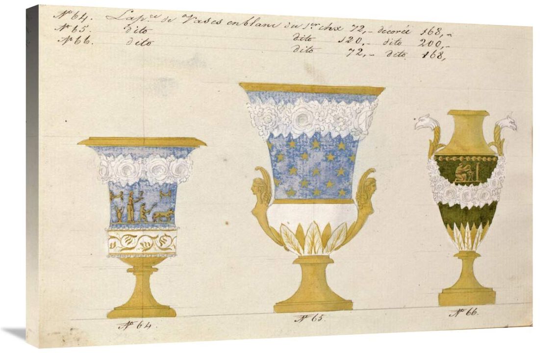 Trois vases en blanc du 1er choix, ca. 1800-1820-Canvas Art-36x24