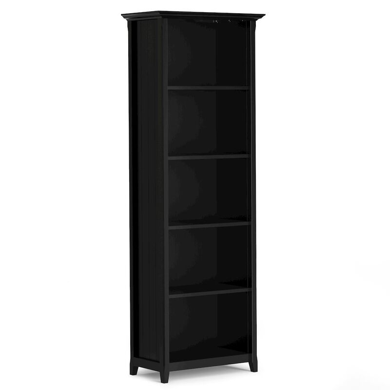 Simpli Home Acadian Solid Wood 5 Shelf Bookcase In Black