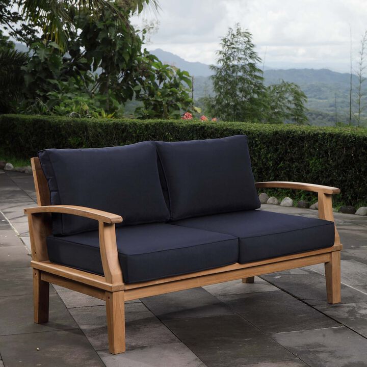 Modway - Marina Outdoor Patio Teak Loveseat Natural White