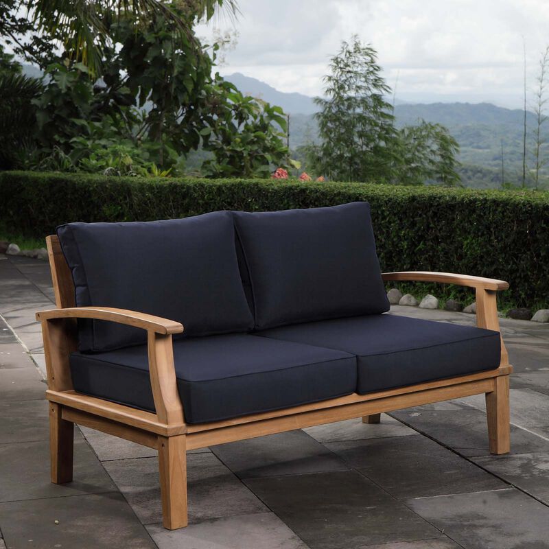 Modway - Marina Outdoor Patio Teak Loveseat Natural White