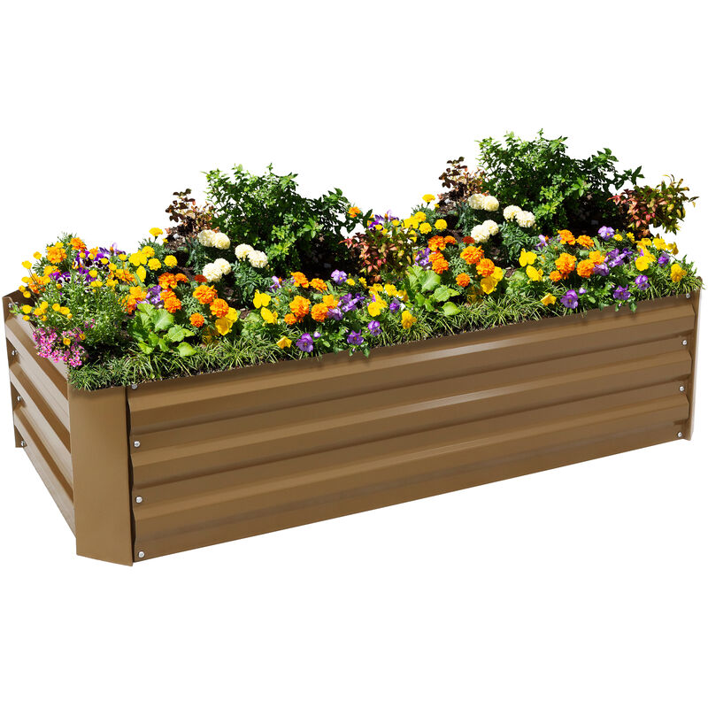 Sunnydaze Galvanized Steel Rectangle Raised Garden Bed