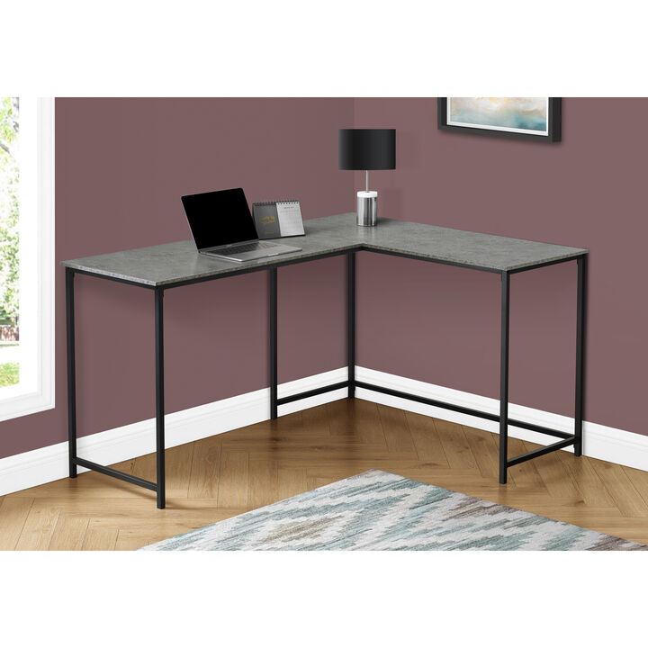 Monarch Specialties I 7392 Computer Desk, Home Office, Corner, 58"L, L Shape, Work, Laptop, Metal, Laminate, Grey, Black, Contemporary, Modern