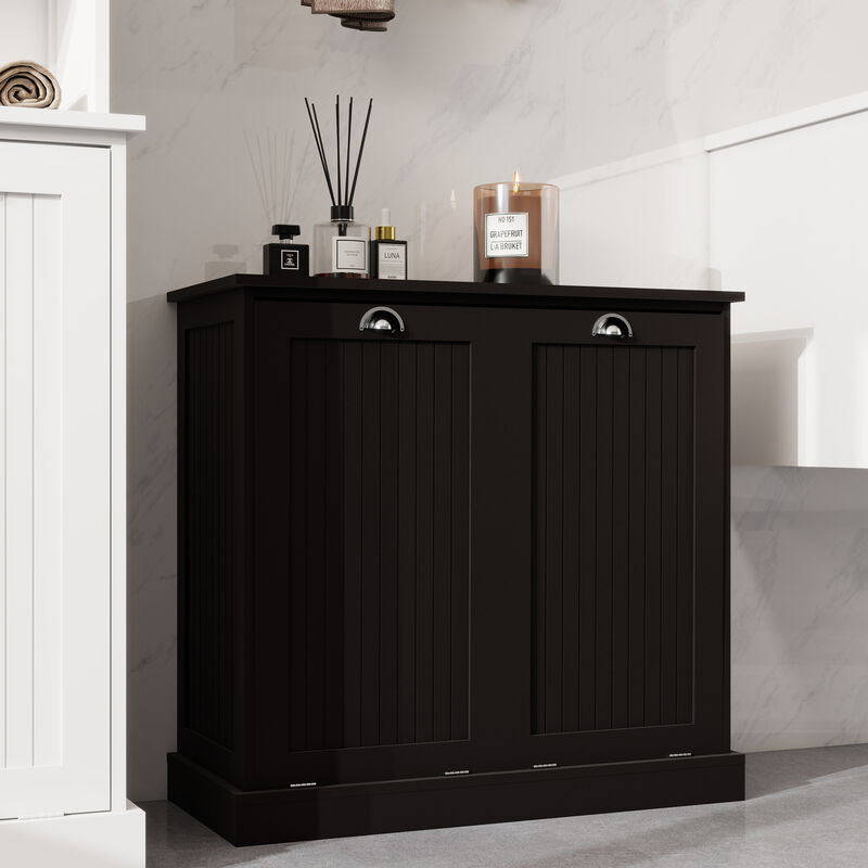 32.68 in. W. x 14.57 in. D x 31.5 in. H Wood Linen Cabinet with Tilt-out Storage