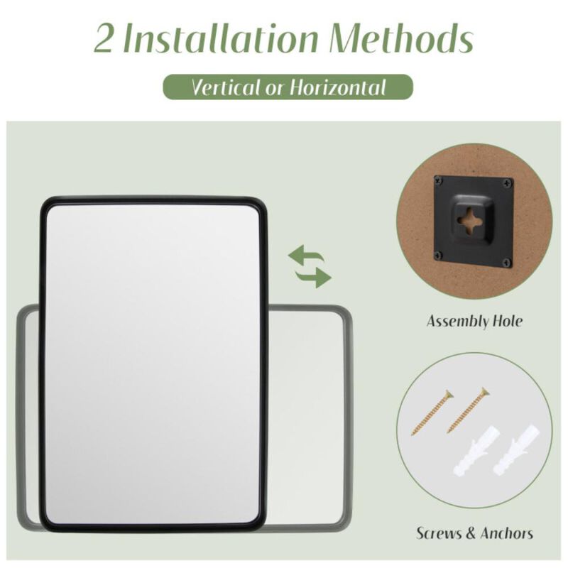 Hivvago Large Rectangular Wall-Mounted Bathroom Mirror with a Solid Steel Frame
