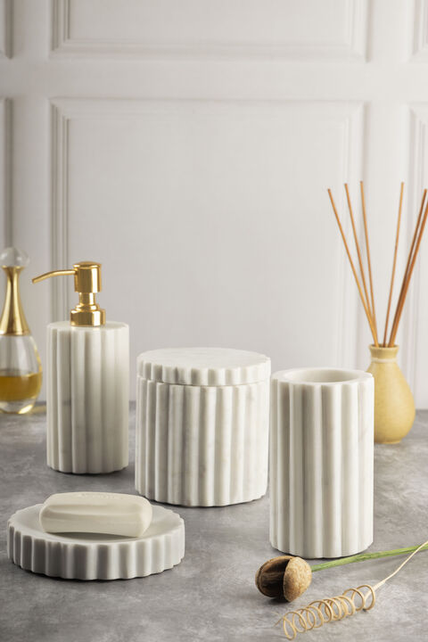 Roksana White Marble Bath Accessories, Set of 4