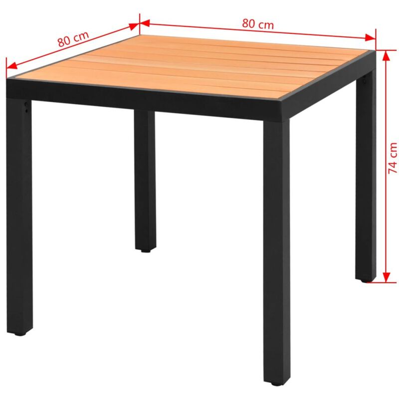 vidaXL Garden Table Brown 31.5"x31.5"x29.1" Aluminium and WPC