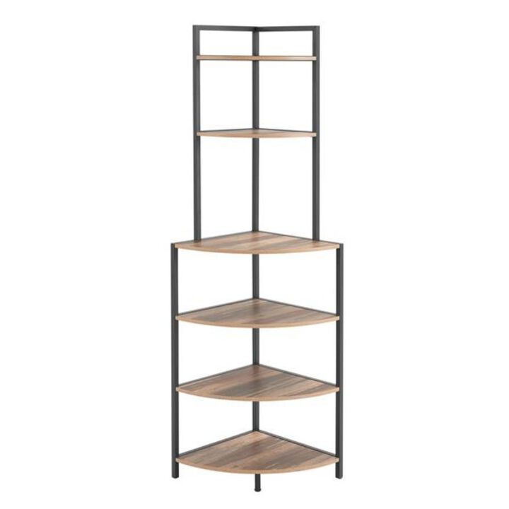 6-Tier Corner Open Shelf Modern Bookcase Rack for Stylish & Space-Saving Storage