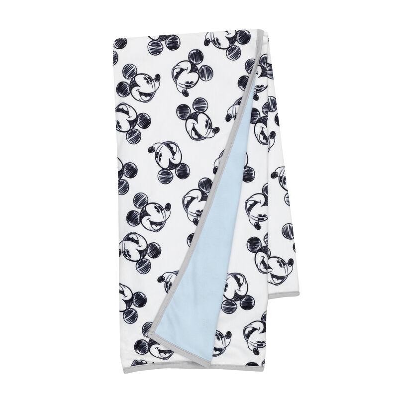 Lambs & Ivy Disney Baby MICKEY MOUSE Baby Blanket - Blue/White Minky/Jersey