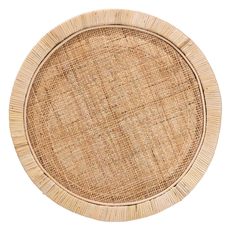 Baxton Studio Bella Modern Bohemian Natural Mahogany Wood and Natural Rattan 2 Tier End Table