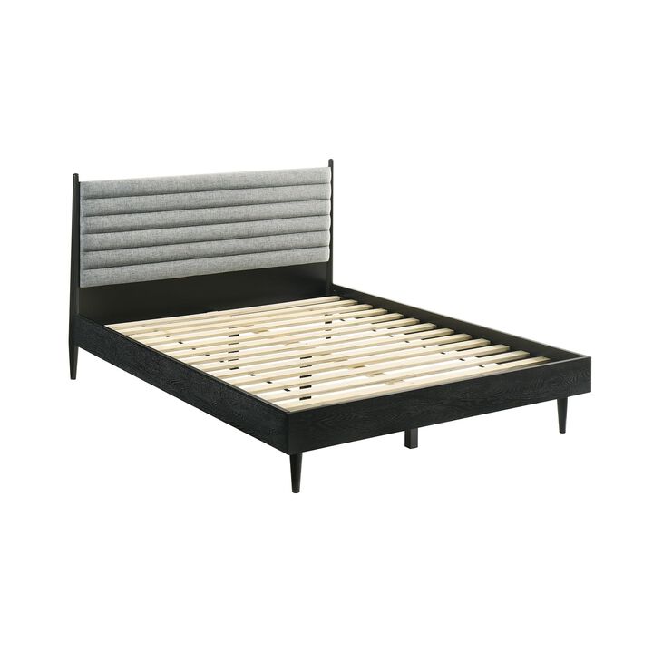 Benjara Mian Bedroom 3 pcs Set, Queen Platform Bed and Nightstand, Black, Gray