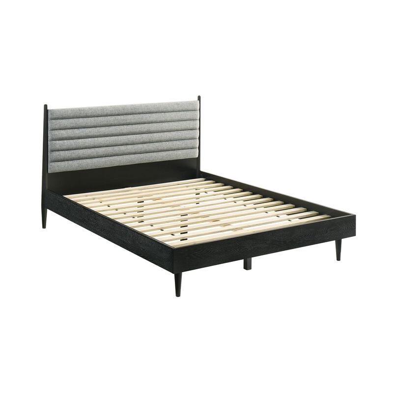 Benjara Mian Bedroom 3 pcs Set, Queen Platform Bed and Nightstand, Black, Gray