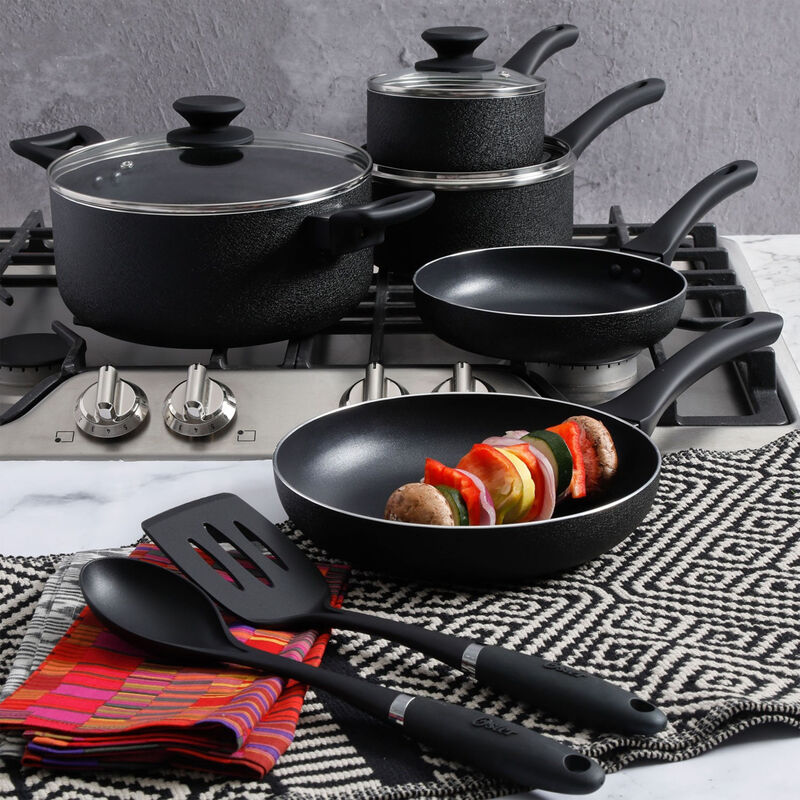 Oster Ashford 10 Piece Aluminum Nonstick Cookware Set in Black