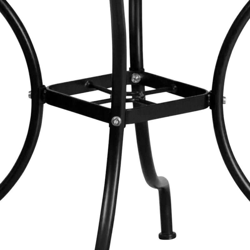 Flash Furniture Oia Commercial Grade 35.5" Square Black Indoor-Outdoor Steel Patio Table Set with 4 Round Back Chairs