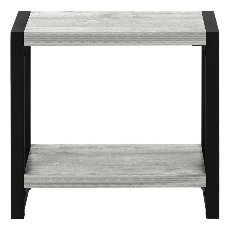 Monarch Specialties I 2082 Accent Table, Side, End, Narrow, Small, 2 Tier, Living Room, Bedroom, Metal, Laminate, Grey, Black, Contemporary, Modern