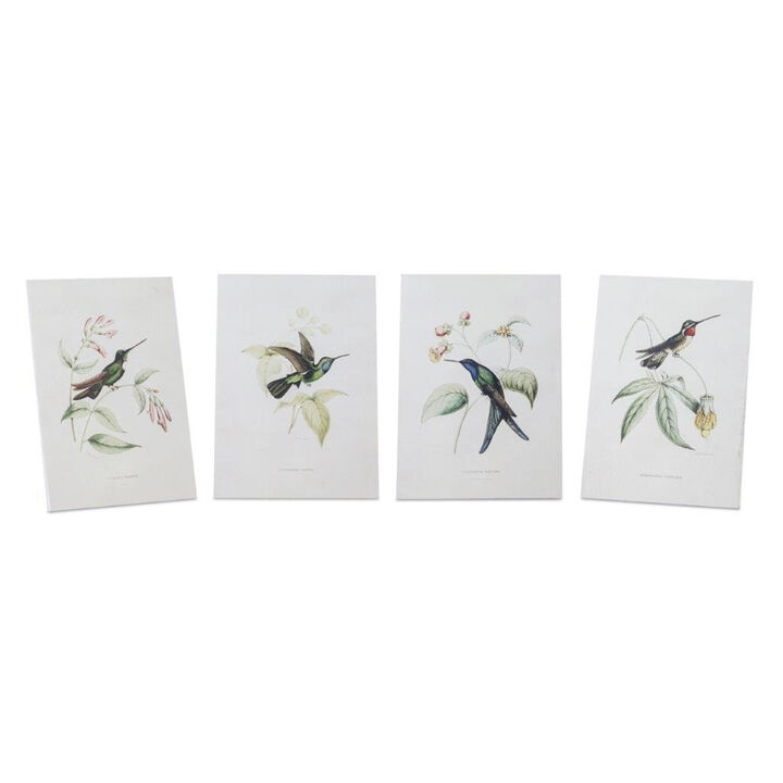 Set of 4 Hummingbird Prints – Decorative Wood, MDF, and Paper Wall Art for Rustic, Farmhouse, and Nature Decor