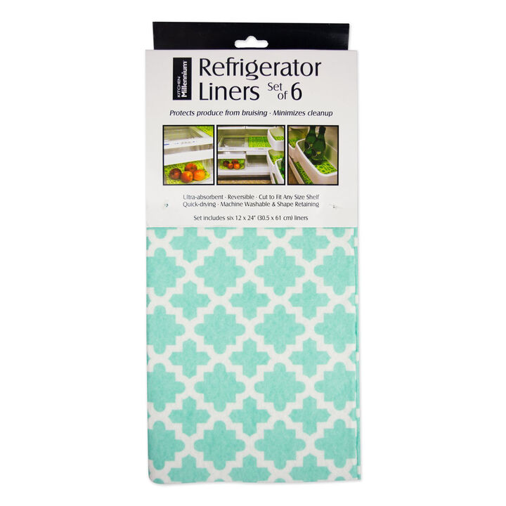 Set of 6 Aqua Blue Refrigerator Liner Rolls 12" x 24"