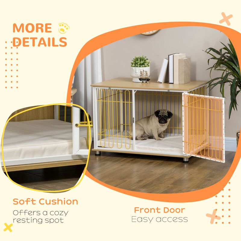 Oak Dog Furniture: 2-in-1 Crate End Table with Washable Cushion