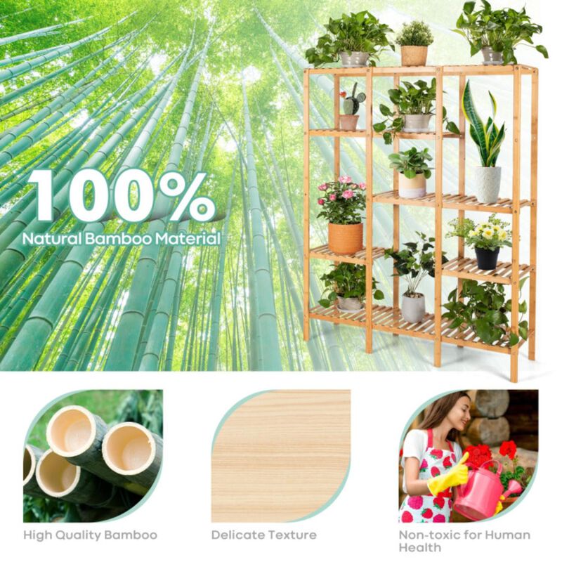 Hivvago Multifunctional Bamboo Shelf Storage Organizer Rack