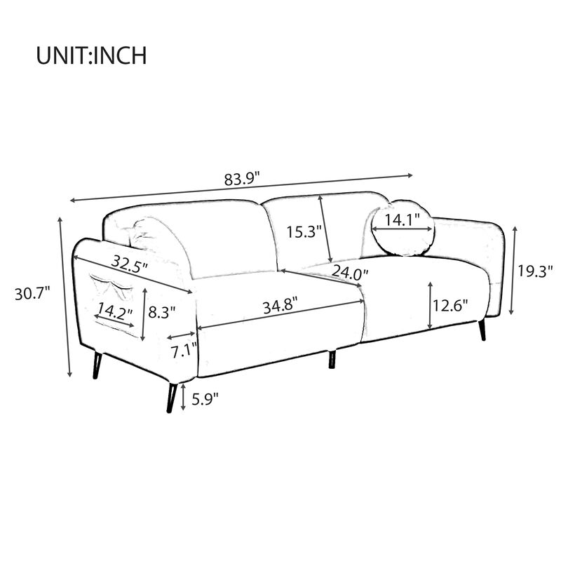 Merax Upholstered Loveseat 2 Seats Sofa
