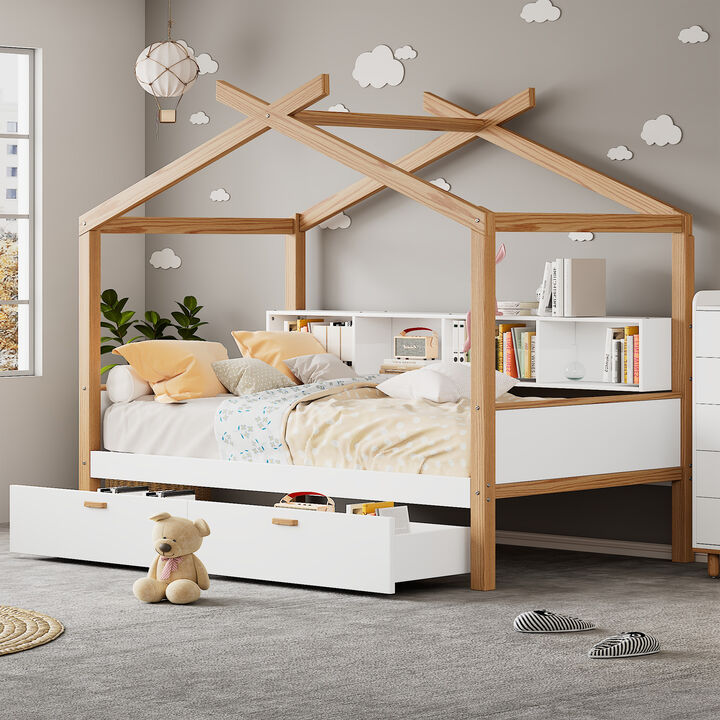 Merax House Bed Frame with 2 Storage Drawers