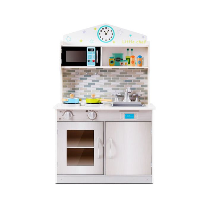 SUGIFT Kid's Wooden Pretend Cooking Play Kitchen Set
