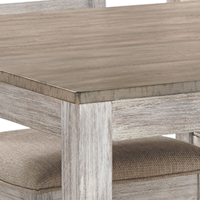 Farmhouse Two Tone Dining Set with 1 Table and 6 Chairs, Weathered Brown - Benzara