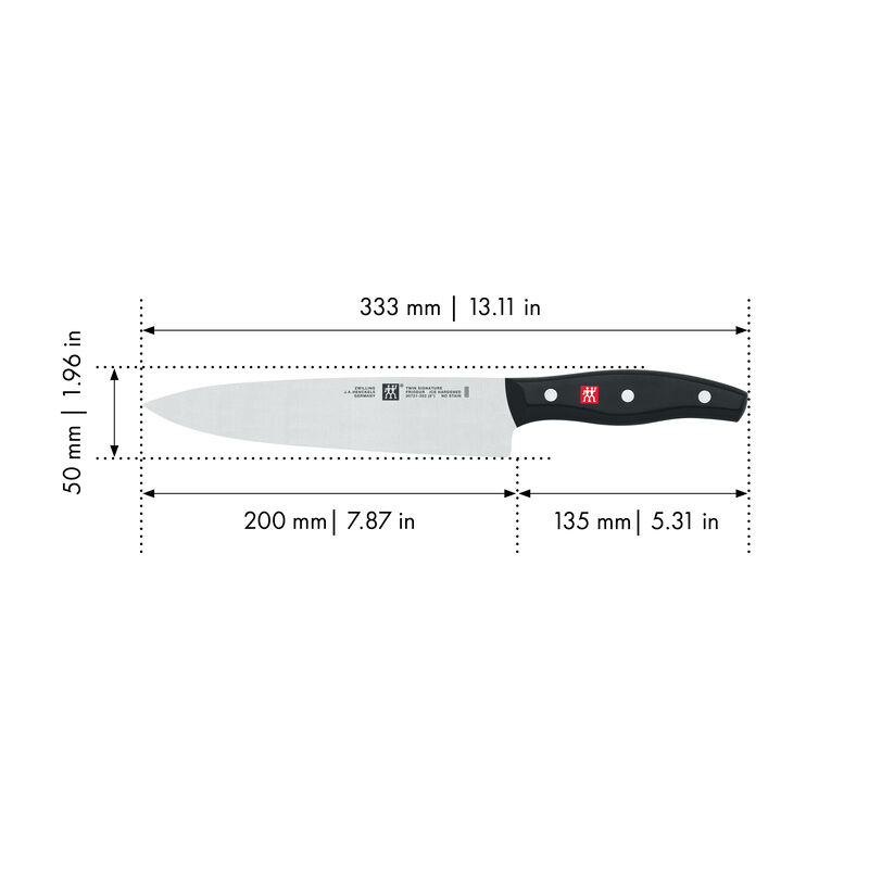 ZWILLING TWIN Signature 8-inch German Chef Knife, Kitchen Knife, Stainless Steel Knife, Black