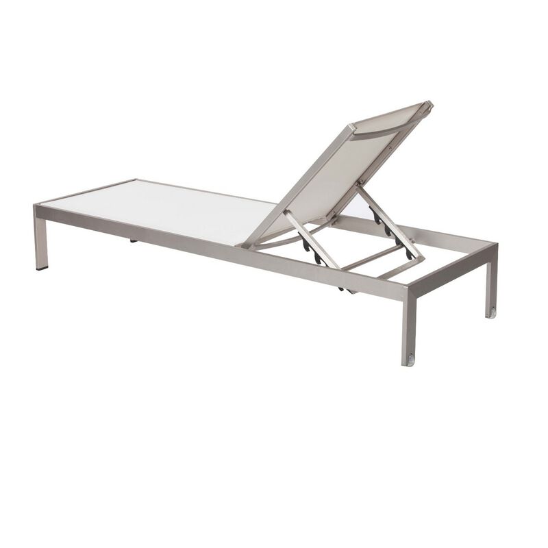 Anodized Aluminum Modern Patio Lounger In White - Benzara