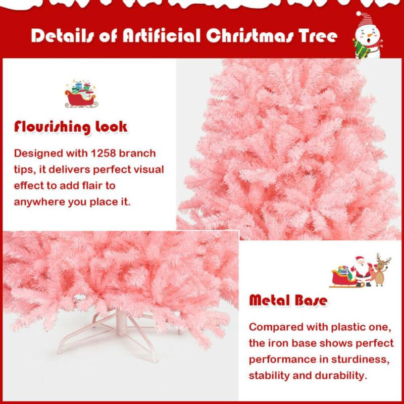 Hivvago 7.5 Feet Hinged Artificial Christmas Tree Full Fir Tree