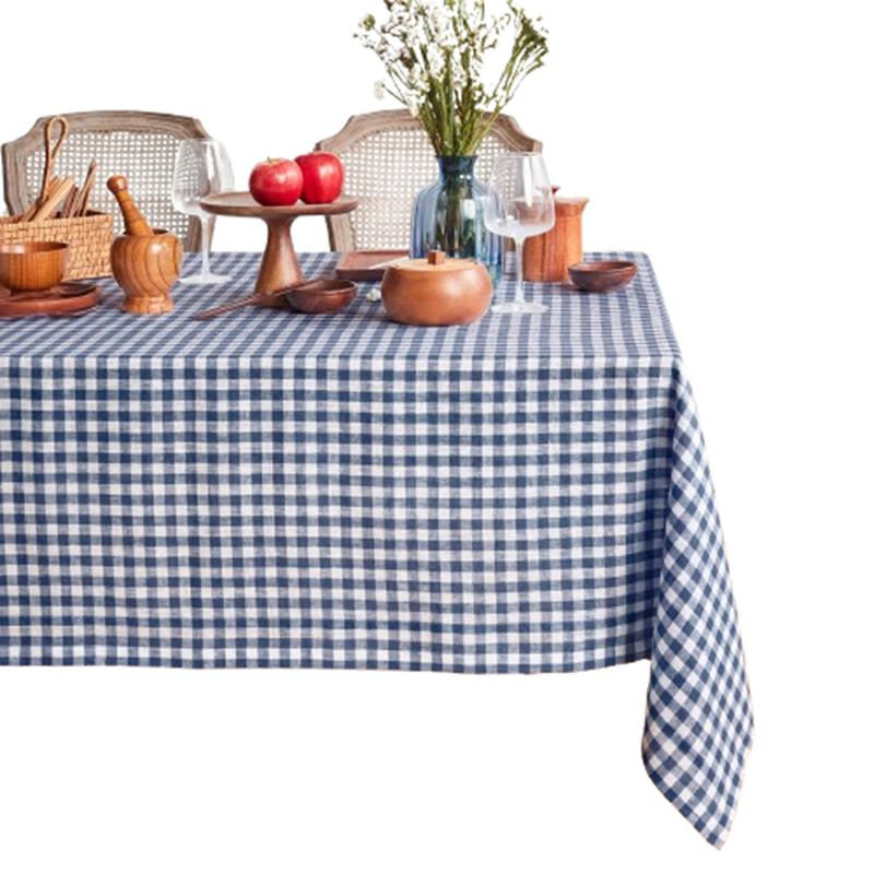 Solino Home 100% Pure Linen Tablecloth | Gingham Check